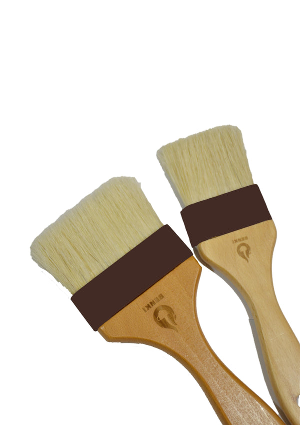 BENKI FLAT BRUSH WITH NATURAL BRISTLES WITH WOODEN HANDLE
