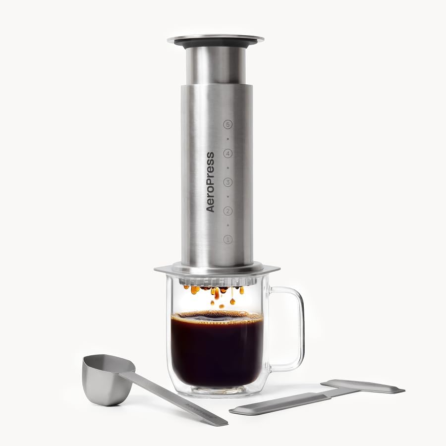 AeroPress Coffee Maker – Steel | Stainless Steel 3-in-1 Coffee Press