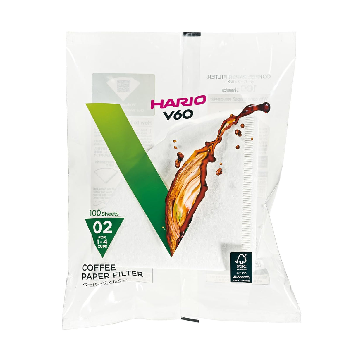 HARIO V60 Paper Coffee Filter 02 – White, 100 Sheets