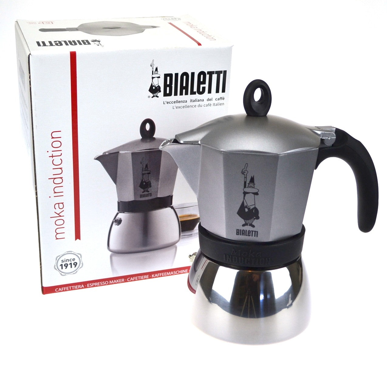 Bialetti Stainless Steel/ Aluminium Moka Induction, Silver (6 Cup), Me –  Teravan