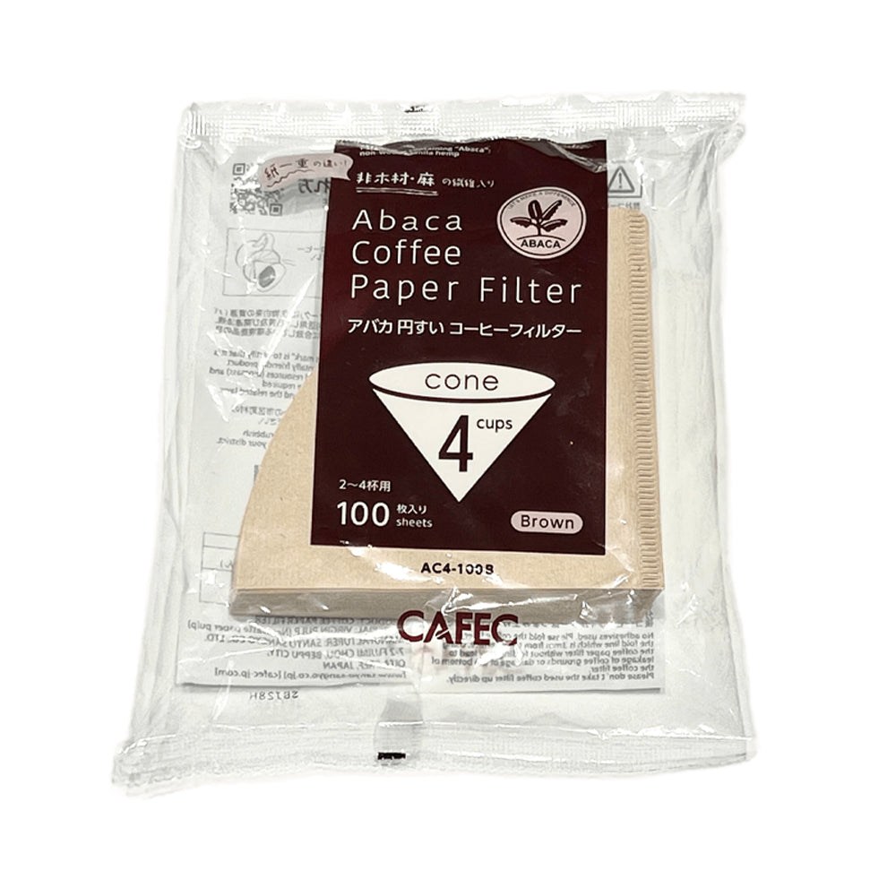 CAFEC ABACA CONE-SHAPED PAPER FILTER (CUP 4) - Brown