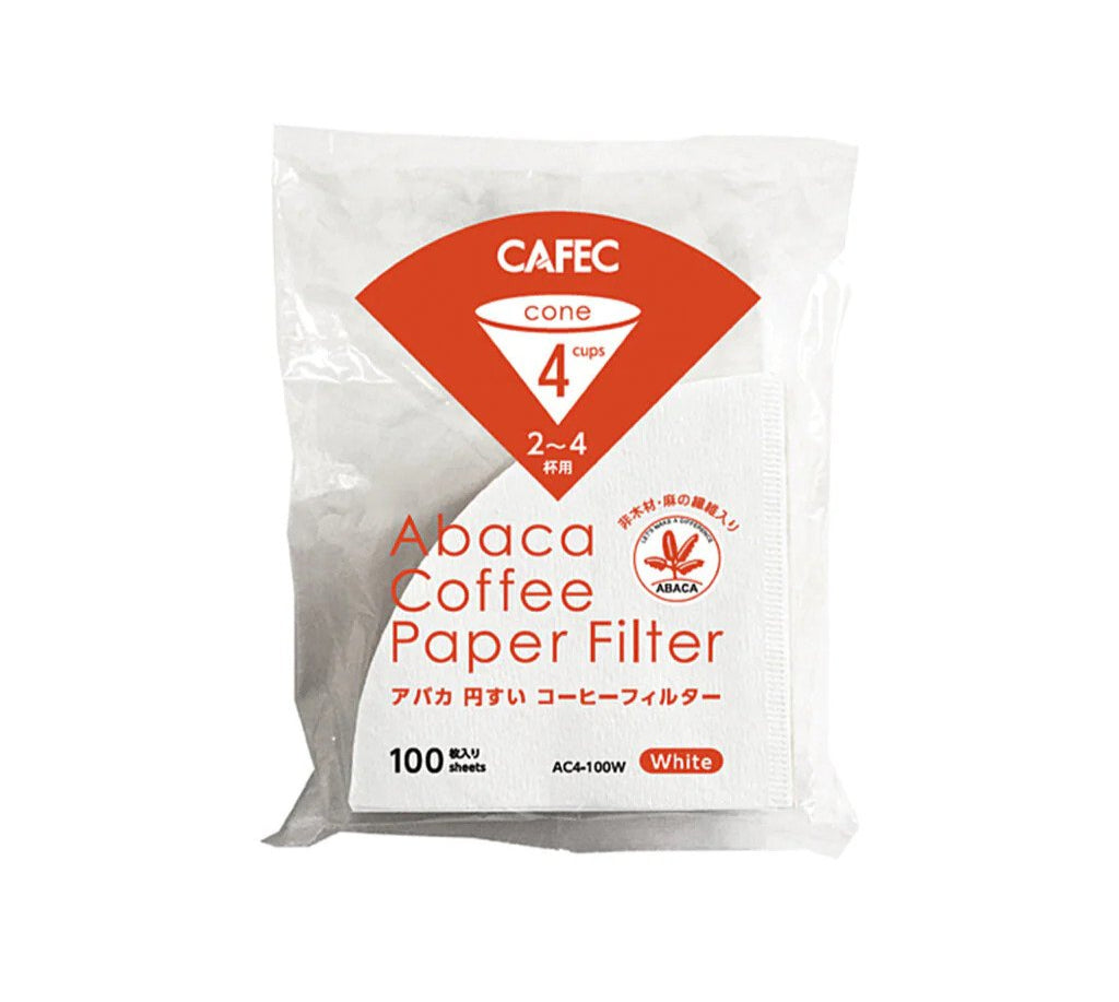 CAFEC ABACA CONE-SHAPED PAPER FILTER (CUP 4) - White no stock